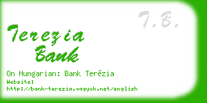 terezia bank business card